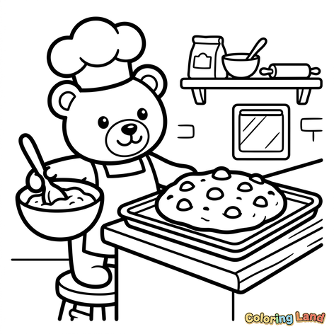 Chef Bear Baking Cookies