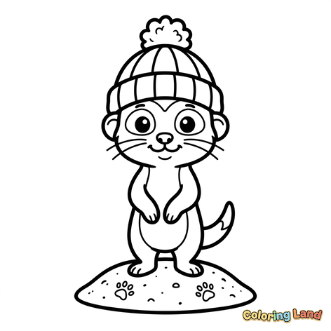 Nutria linda con gorro de invierno