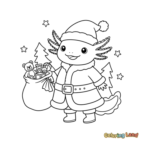 Axolotl Drăguț Moș Crăciun cu Jucării