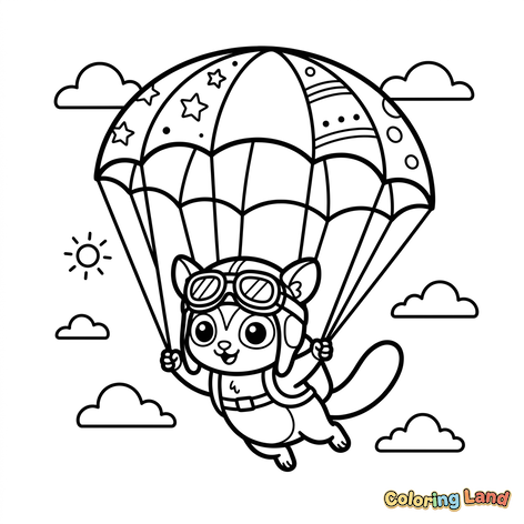 Adventurous Parachuting Cat