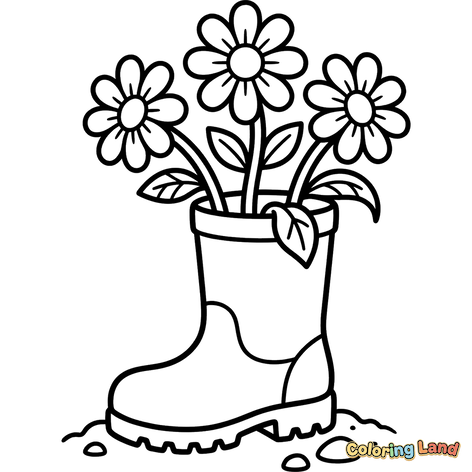 Flores em um Vaso de Bota de Chuva