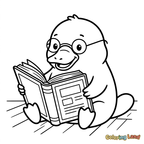 Studious Platypus Reading a Book