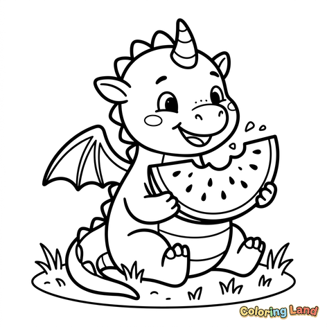 Bayi Naga Lucu dengan Semangka