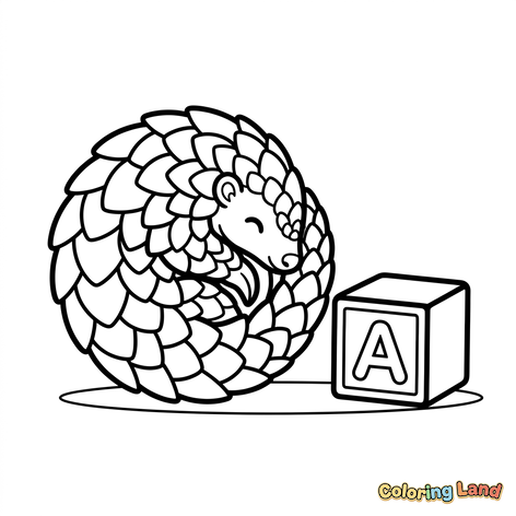 Sød baby-pangolin med alfabetklods