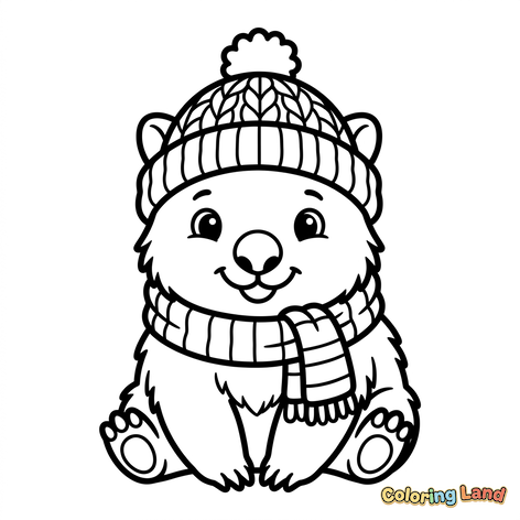 Lindo Urso de Inverno com Gorro e Cachecol