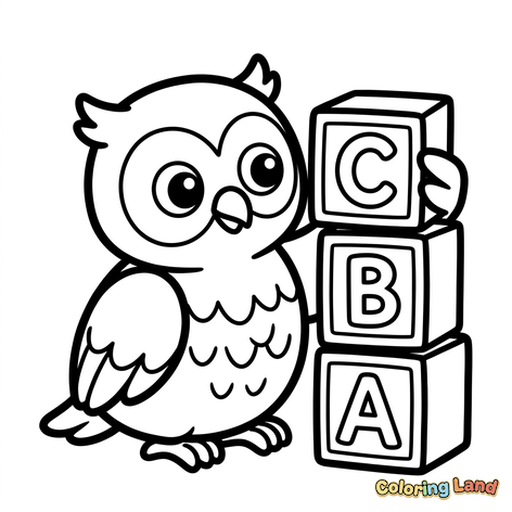 Wise Little Owl with Alphabet Blocks