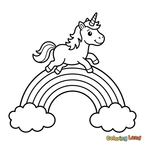 Magisches Einhorn auf einem Regenbogen