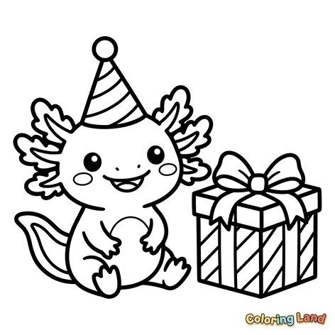 Bursdagsaxolotl med Gave