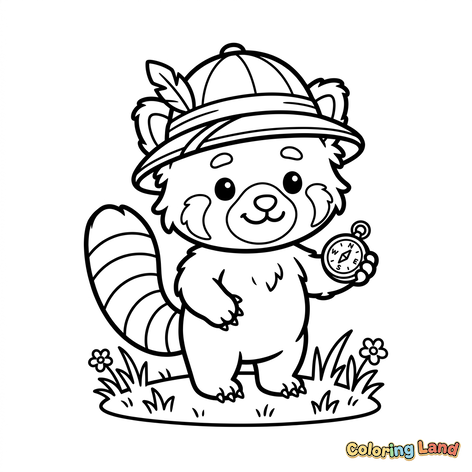 Panda Roux Explorateur avec Boussole