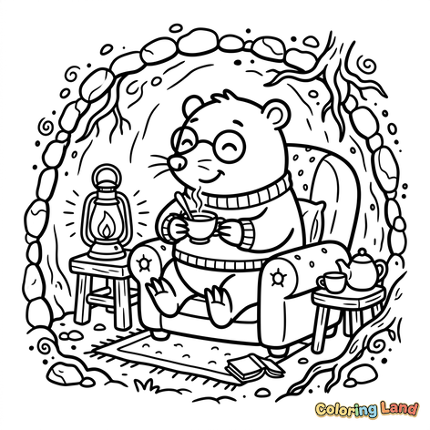 A hora do chá do urso aconchegante