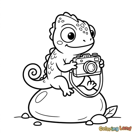 Photographer Chameleon on a Rock