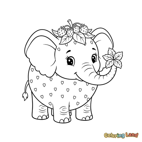 Baby Elephant Strawberry Crown Hearts