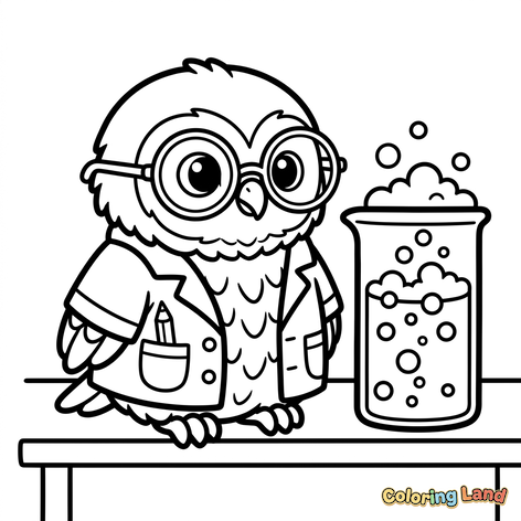 Scientist Owl in the Lab