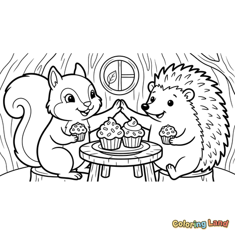 Woodland Friends Sharing Cupcakes