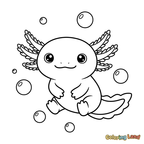 Söt Axolotl med Bubblor