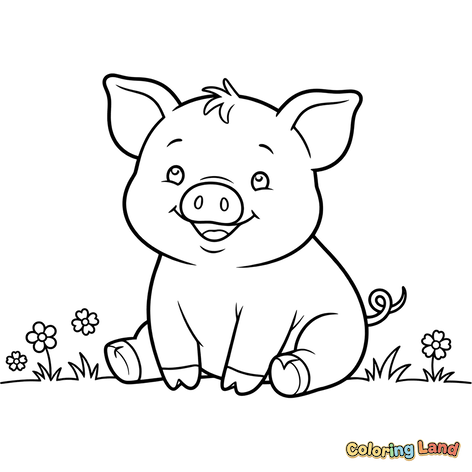 Happy Little Piglet in the Meadow