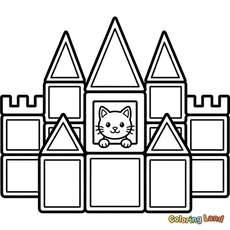 Gatto Carino in un Castello di Blocchi