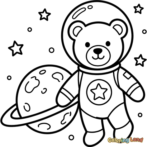 Teddybeer Astronaut in de Ruimte met Planeet