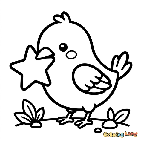 Cute Bird with a Magic Star