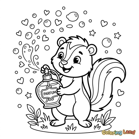 Cute Skunk with Perfume Bottle