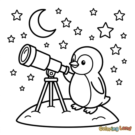 Pinguinul observând stelele