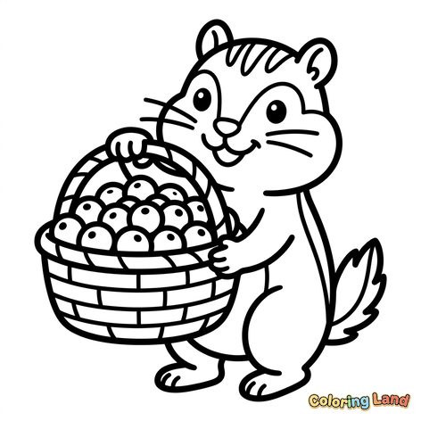 Cheerful Chipmunk with Berry Basket