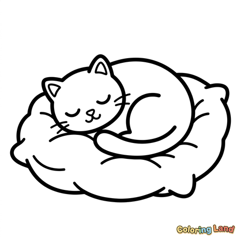 Sleeping Kitten on a Pillow