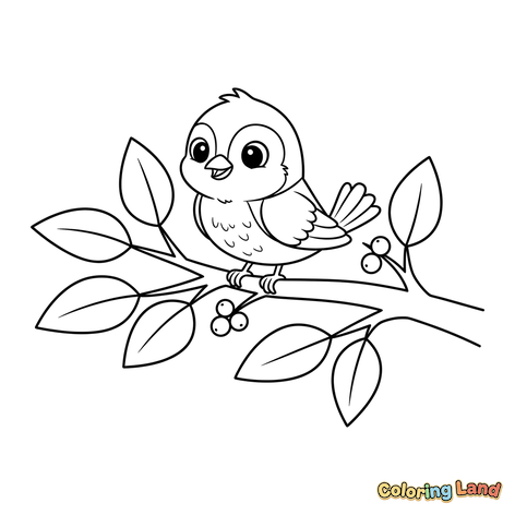 Schattig vogeltje op tak met bessen