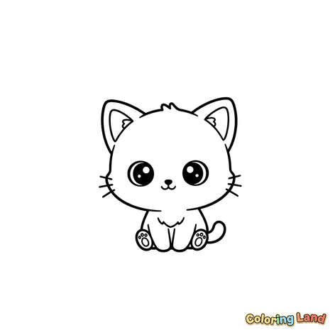 Cute Sitting Kitten with Big Eyes