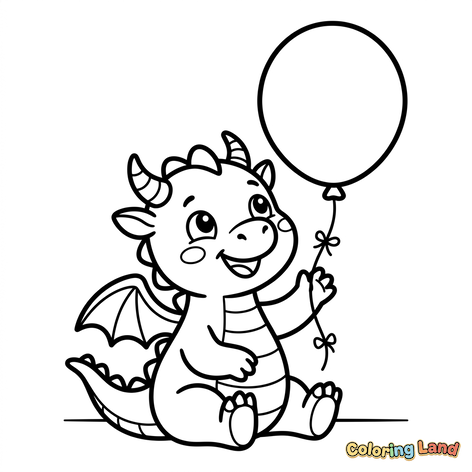 Lindo Bebê Dragão com Balão