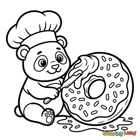 Panda Chef con Ciambella Gigante