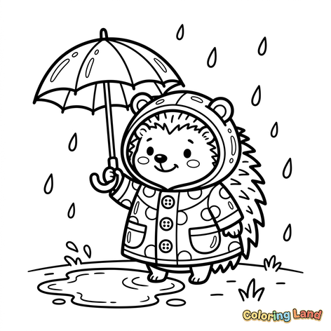 Sødt Pindsvin i Regnen