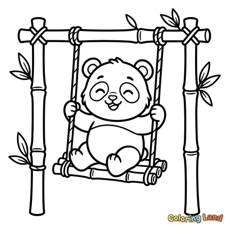 Glücklicher Panda auf einer Bambusschaukel
