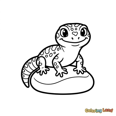 Söt fläckig gecko på en sten