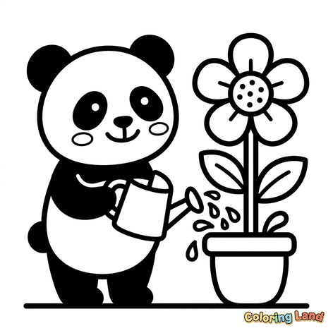 Cute Panda Gardening