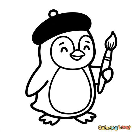 Artist Penguin with Beret