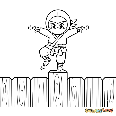 Carino Ninja in Equilibrio su una Recinzione