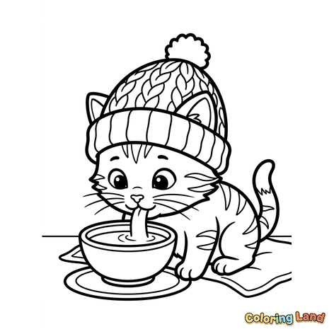 Cute Kitten in a Winter Hat