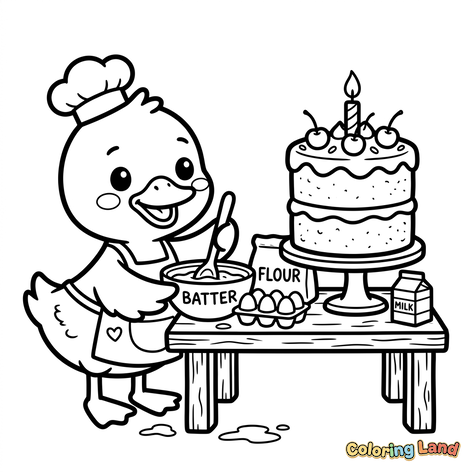 La torta di compleanno dell'anatroccola pasticcera