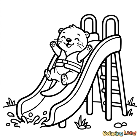 Glücklicher Otter auf einer Rutsche