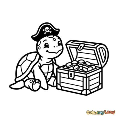 Tartaruga Pirata e Baú do Tesouro