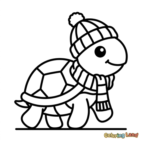 Tortuga de Invierno con Bufanda y Gorro