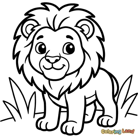 Adorable Lionceau dans l'Herbe