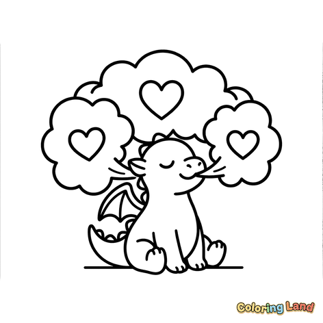Petit Dragon Amoureux avec des Cœurs