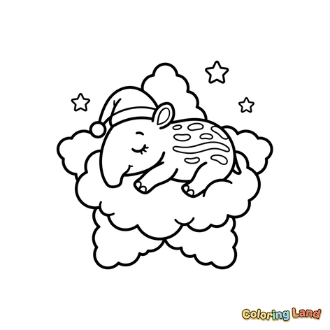 Sleeping Christmas Elephant on a Cloud