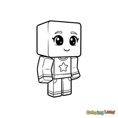 Schattig Blokpersonage met Sterrenshirt