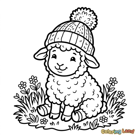 Cute Lamb in a Winter Hat