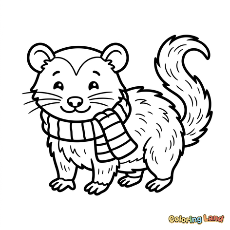 Mapache Lindo con Bufanda de Invierno