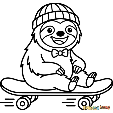 Bradipo Felice sullo Skateboard