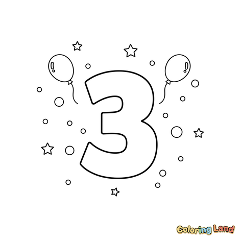 Célébration d'Anniversaire Chiffre Trois